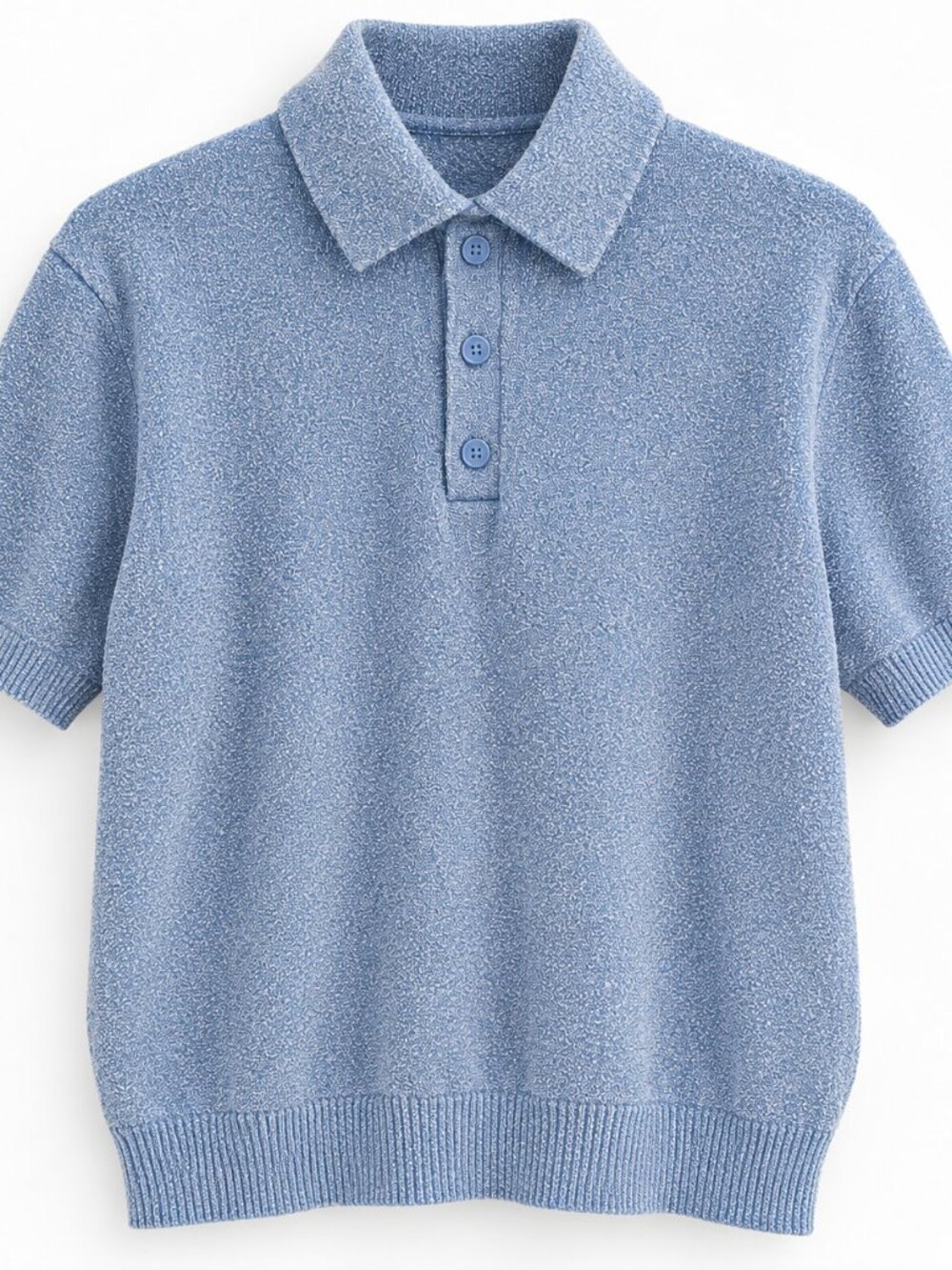 H&M Women’s Light Blue Textured Knit Polo Top Size M